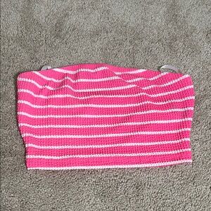 *4/15* NWOT Shein Pink and White Stripe Tube Top